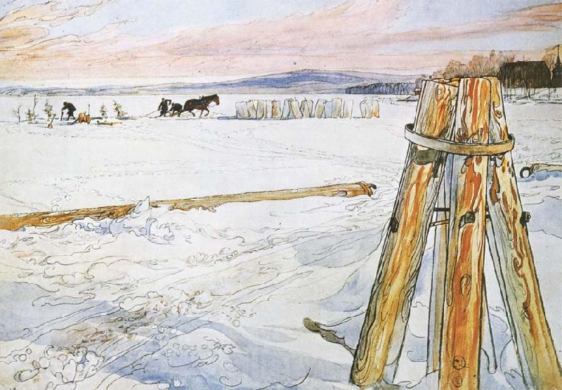 Carl Larsson Harverstion Ice Norge oil painting art